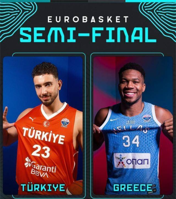 荣立通 希腊男篮再遇土耳其, 字母哥对决申京欧锦赛半决赛悬念拉满